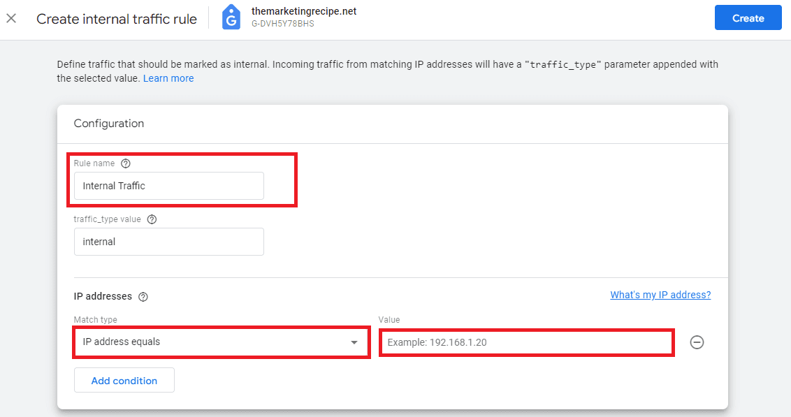 GA4 define internal traffic