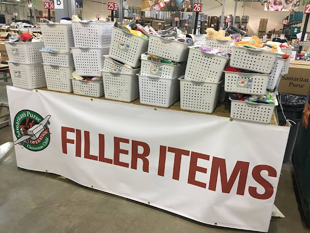 Operation Christmas Child Shoebox Filler Items at Processing Center