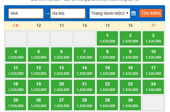 Vé máy bay đi Hà Nội từ Vinh