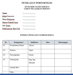 Download Format Penilaian Portofolio Siswa Download Format Penilaian Portofolio Siswa