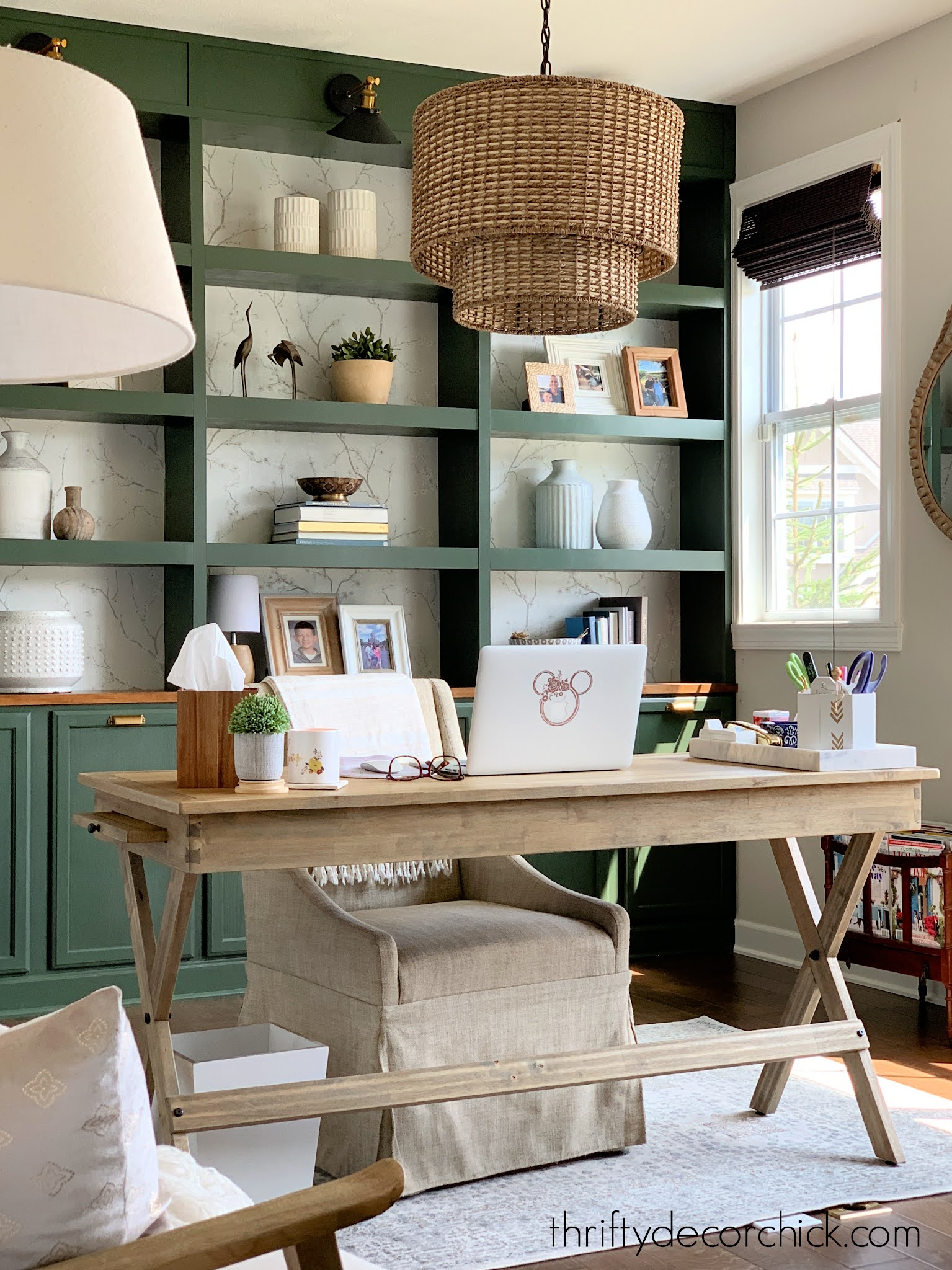 green DIY office bookcase
