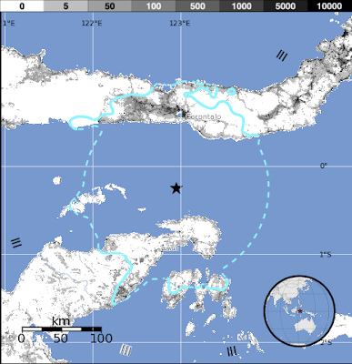 Epicentro sismo 5,6 grados, Sulawesi, Indonesia, 29 de Diciembre 2012