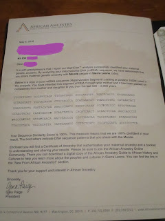 African Ancestry matriclan test results letter