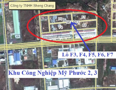 Lô F3 F4 F5 F6 F7 Mỹ Phước 3 chụp từ vệ tinh