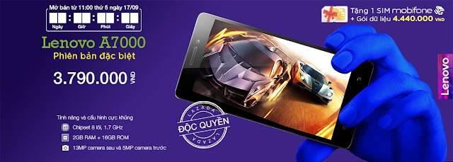 Khuyến mãi lenovo a7000 plus tại lazada