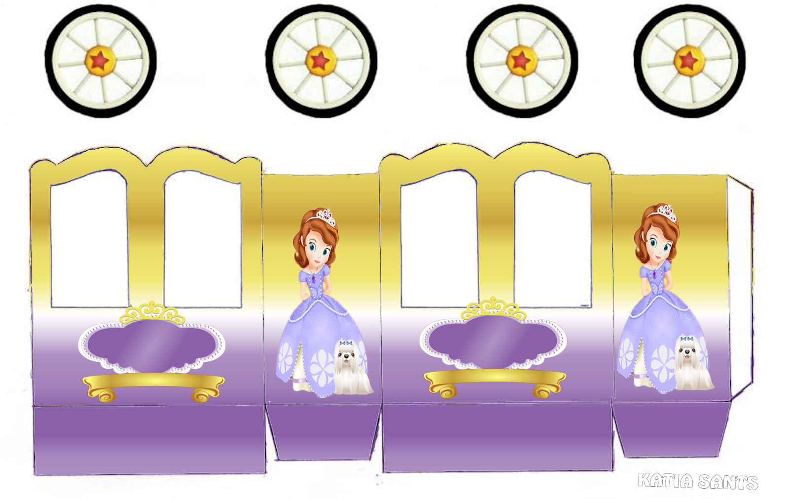 Sofia the First Party: Princess Carriage Shaped Free Printable Boxes.