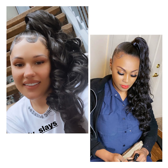 High side curly ponytail for black hair