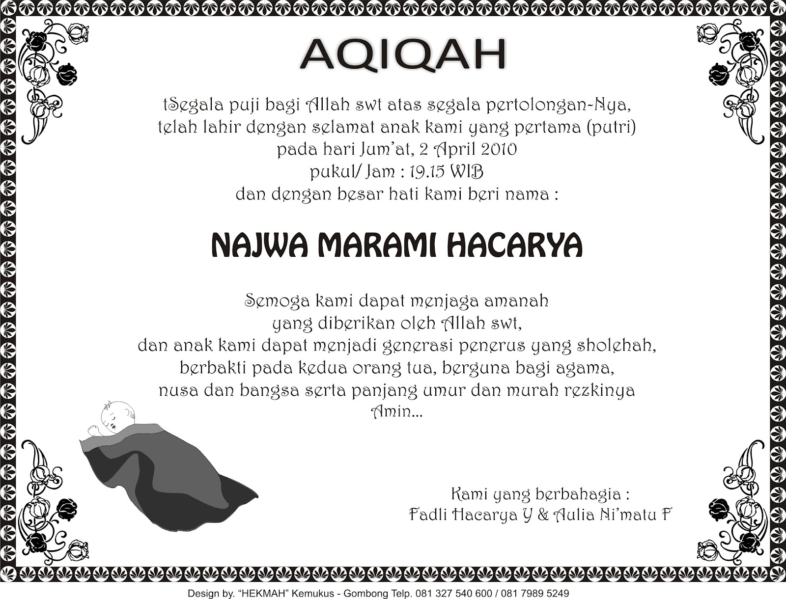 Contoh Kartu Ucapan Aqiqah Syukuran