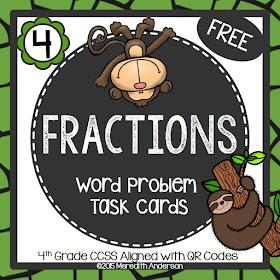 Fractions Task Cards with QR Codes