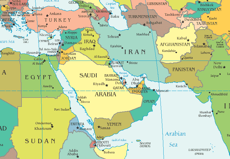 map of iran and surrounding countries