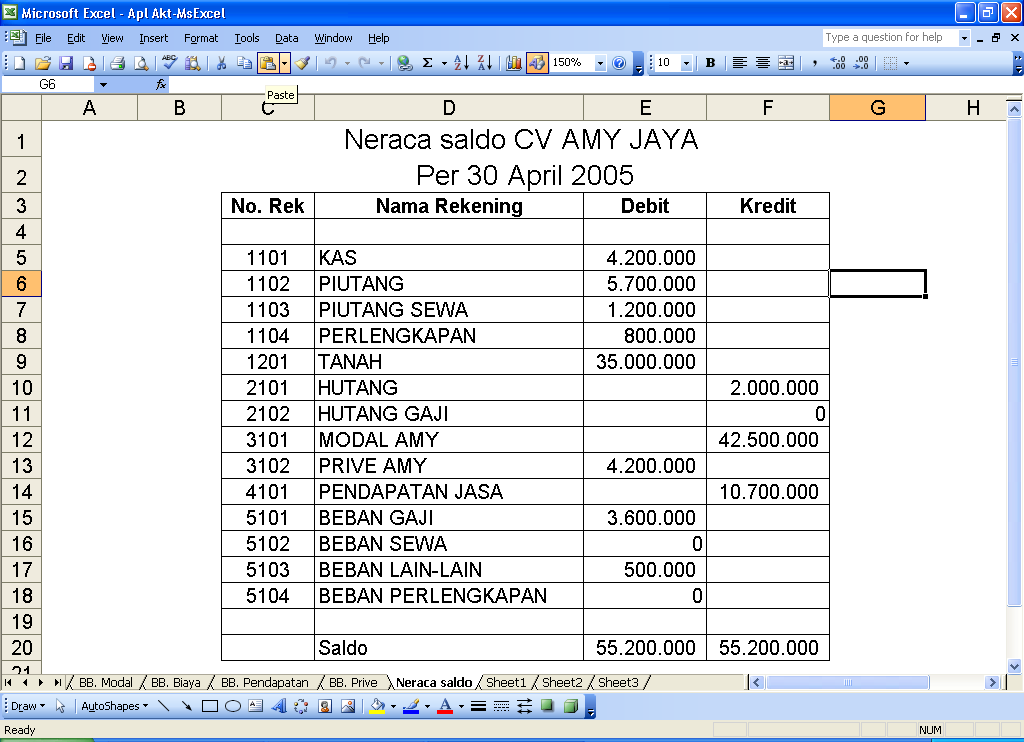 Contoh Laporan Buku Besar Excel - Contoh O