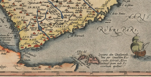 Cape Fartach at center, Ortelius, 1570