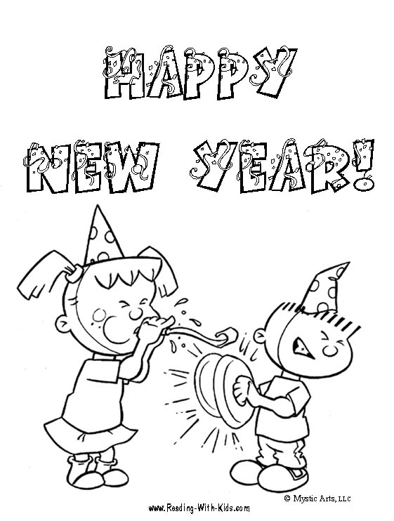 New Year Coloring Pages, New Year Coloring Cards title=