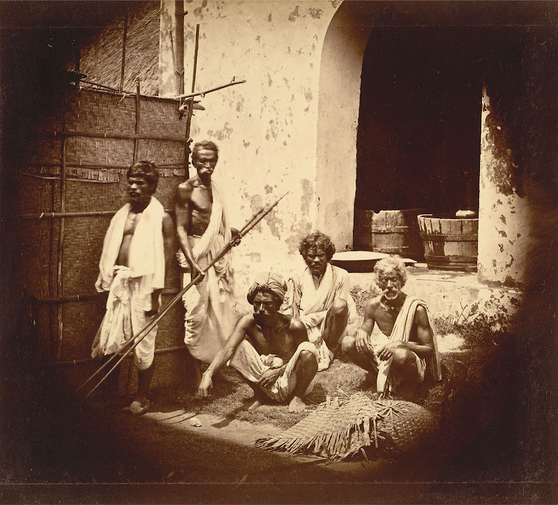 Group of Five Men in front of a Building - Eastern Bengal 1860's