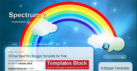 Spectrum Rainbow Blue Blogger Template