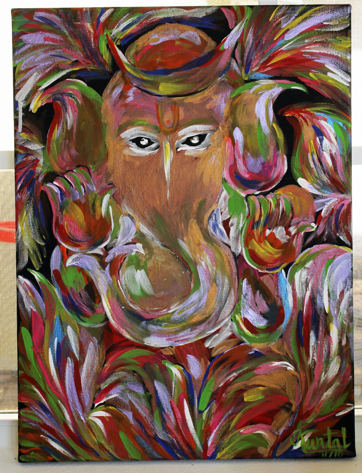 A Thing of Beauty: Lord Ganesha's acrylic painting Canvas