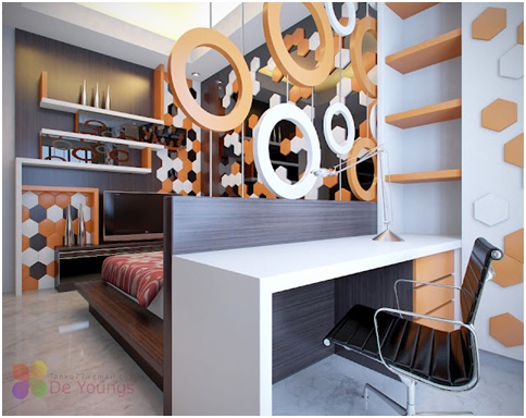 Office in a bedroom. Desk in your dormitory
