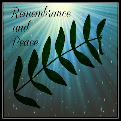 Olive branch graphic with Remembrance and Peace text