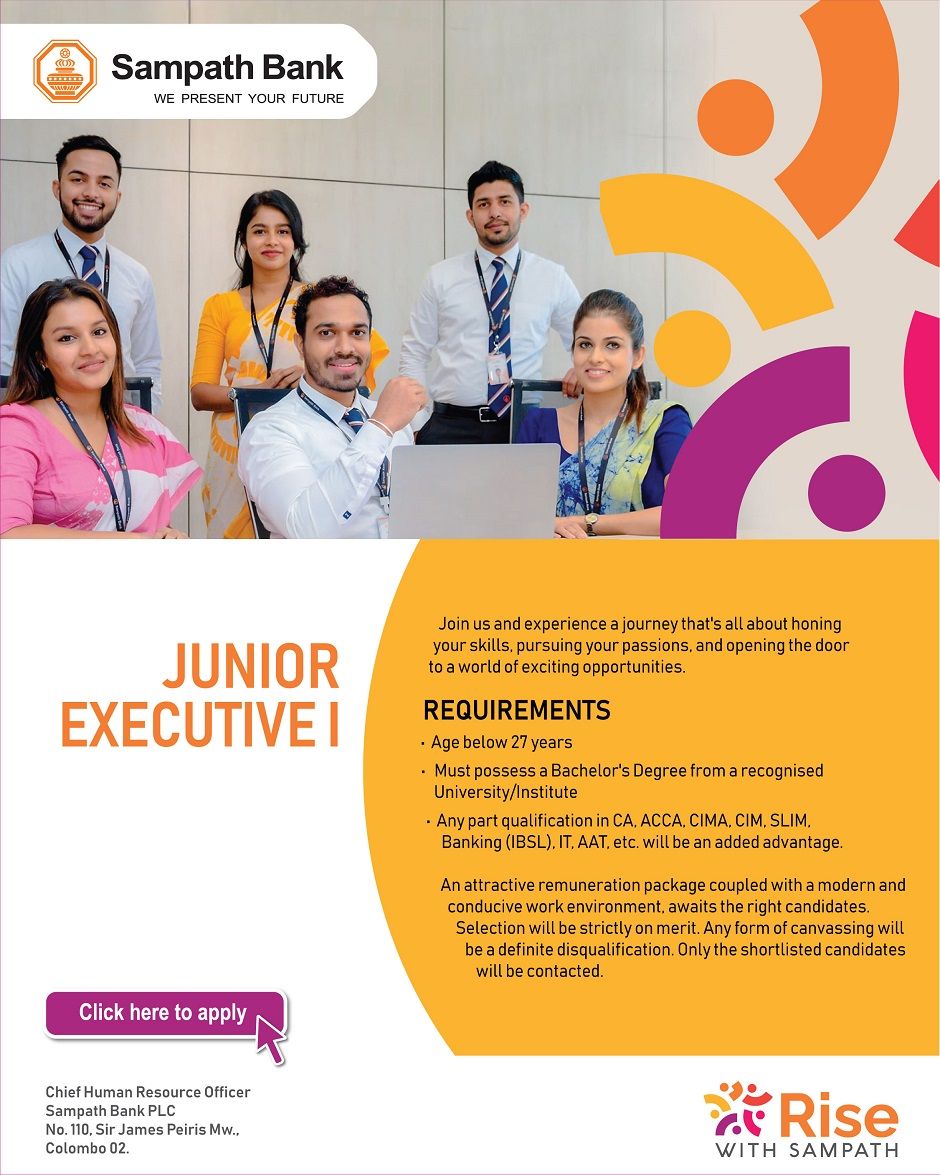 Sampath Bank Junior Executive 2024 Sri Lanka