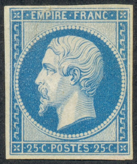 France 1853-1860, Nice 25 Centimes Blue, Emperor Napoleon III