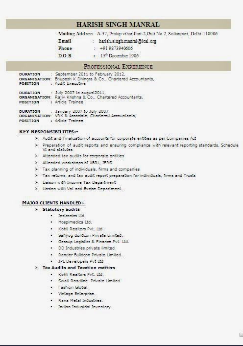 Download Resume Format