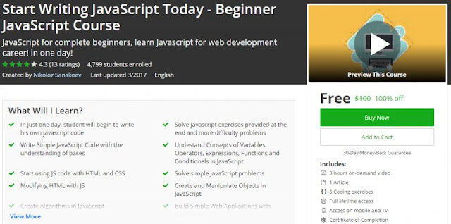 [100% Off] Start Writing JavaScript Today - Beginner JavaScript Course| Worth 100$