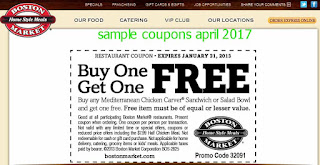 free Boston Market coupons april 2017
