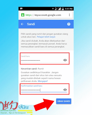 cara mengganti password akun google wd-kira