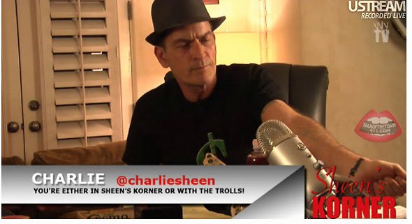 charlie sheen winning tattoo. Sheen announced the webcast on