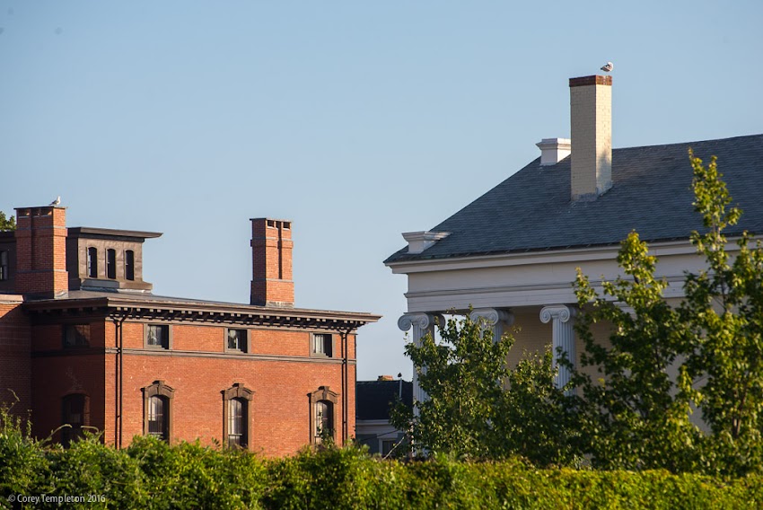 Portland, Maine USA August 2016 photo by Corey Templeton. William F. Safford House (home of Greater Portland Landmarks) on the left and the Charles Q. Clapp House (part of the Portland Museum of Art) on the right.