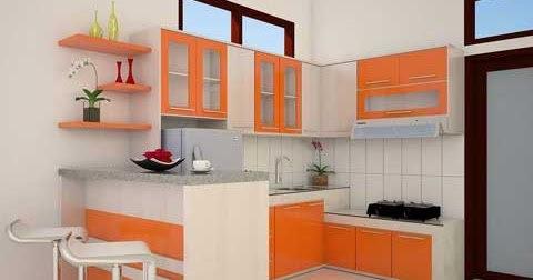  Kitchen set minimalis meja bar  orange Allia Furniture