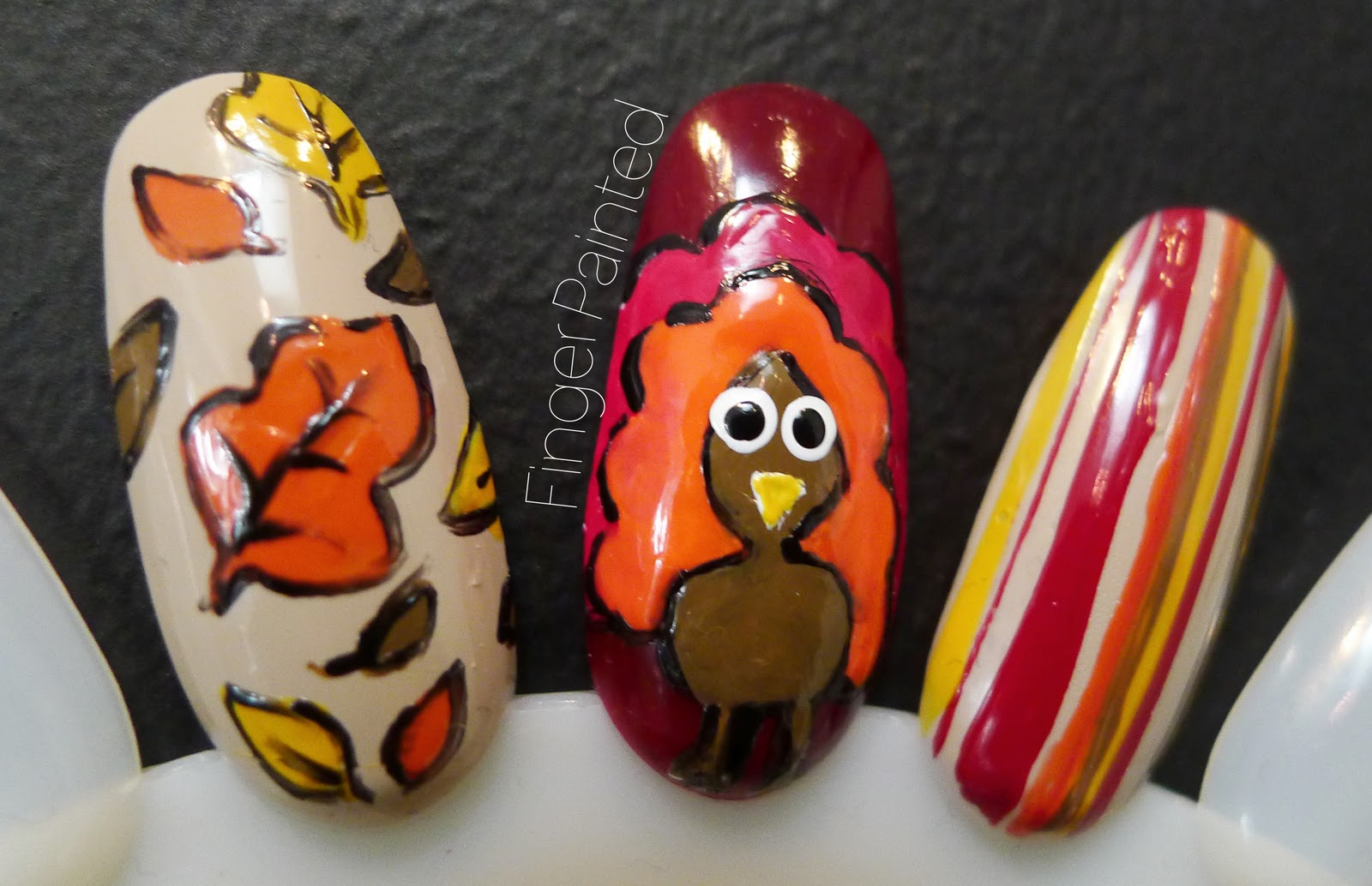 Since Thanksgiving is next week I did some Thanksgiving themed nails!
