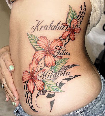 Hawaiian Flower Tattoo Girl Design