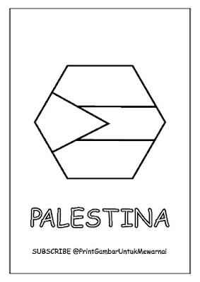 Gambar Mewarnai Bendera Palestina PDF Bentuk Segi Enam 3