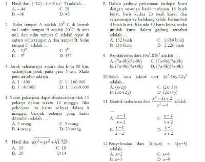 soal us smp matematika