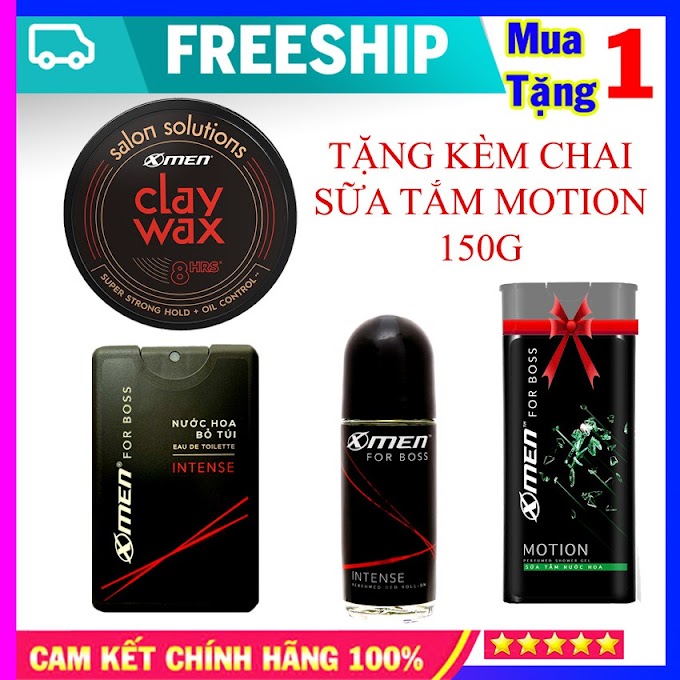 Combo Nước Hoa Bỏ Túi Xmen Intense 18ml + Sáp Salon Clay Wax 70g + Lăn Khử Mùi Intense 50ml [TẶNG KÈM] Sữa Tắm Motion