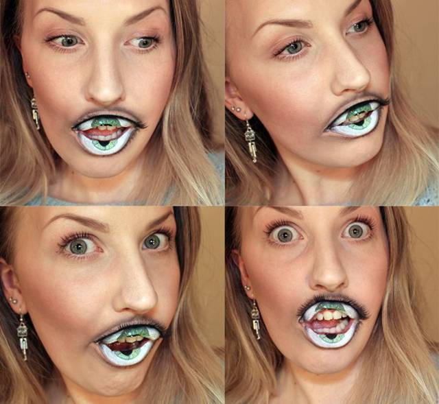 You might be thinking, "Is that an eye with some sort of trippy contact lens or lips with some clever makeup?" If you guessed the latter, you'd be correct! Swedish makeup enthusiast Sandra Holmbom, aka psychosandra, created this wildly illusionary look for her lips, mimicking an eye.