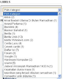 Cara membuat label bentuk dropdown di blog