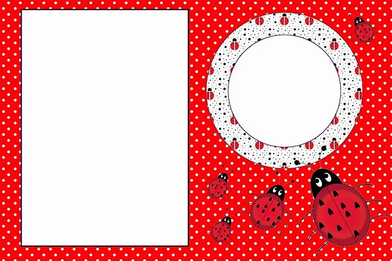 Ladybugs: Free Printable Invitations, Labels or Cards