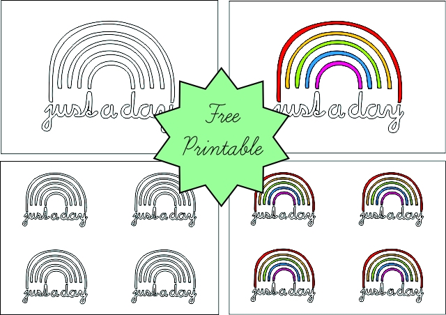 free printable coloring just a rainbow day