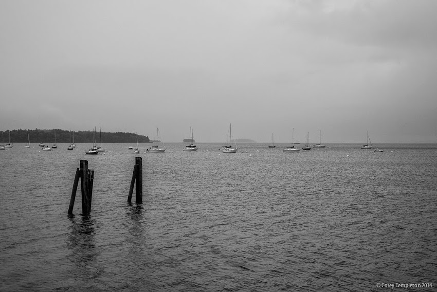 Portland, Maine September 2014 East End Beach black and white of Casco Bay photo by Corey Templeton
