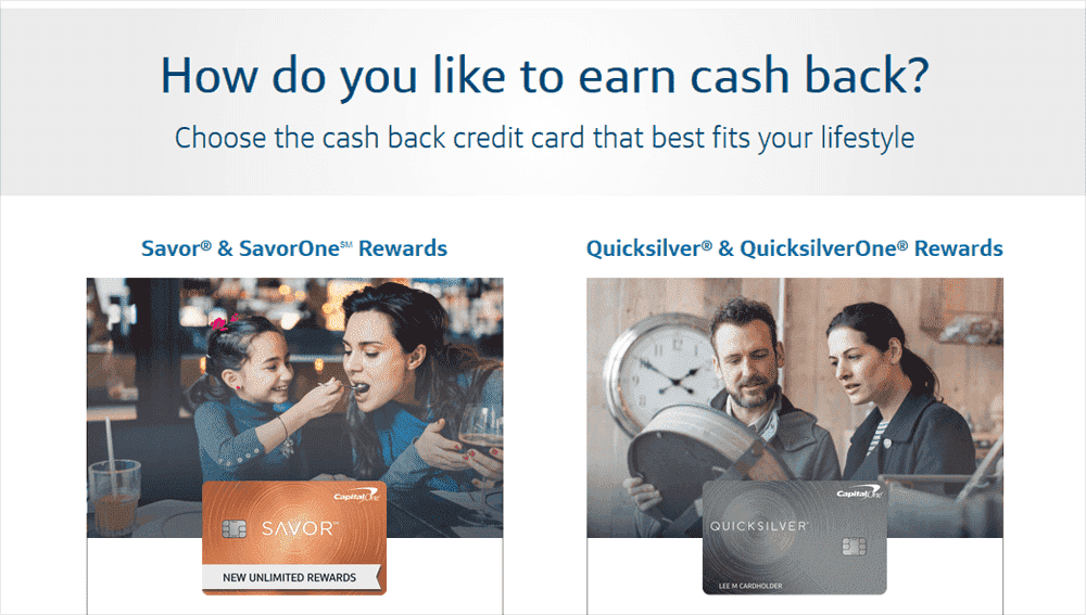 Savor and Quicksilver - Capital One unlimited cash back crdit cards