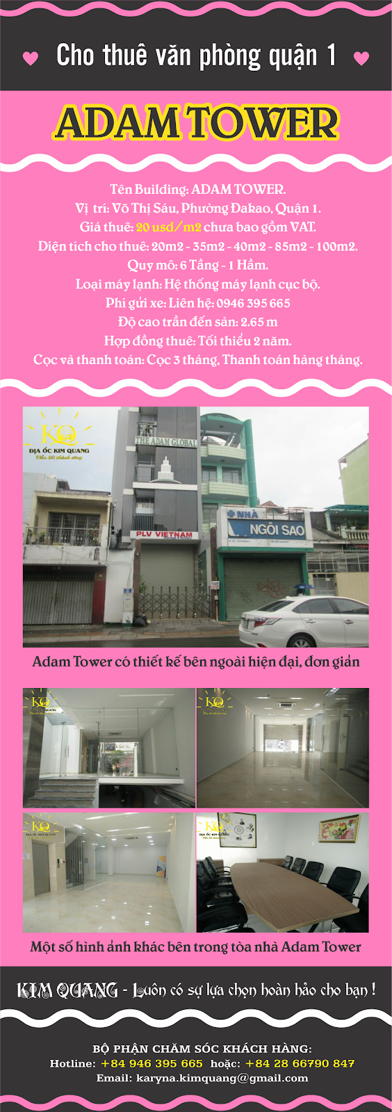 Văn phòng cho thuê quận 1 Adam Tower