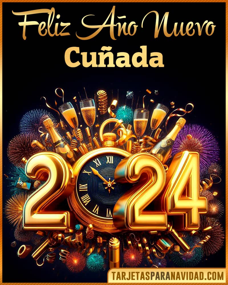 Tarjeta De Feliz Año Nuevo 2024 Para Cuñada