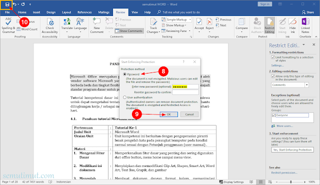 cara melindungi file word