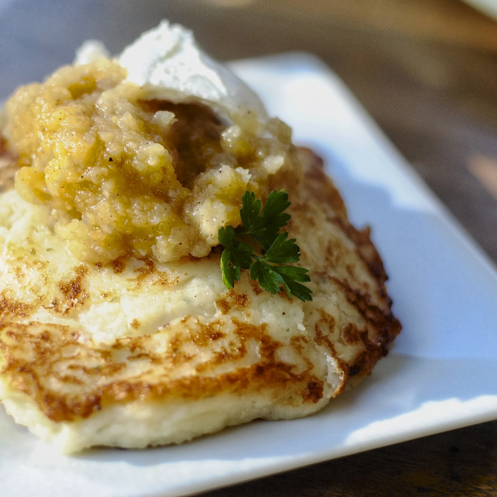 Mashed Potato Pancakes with Homemade Apple Sauce ...