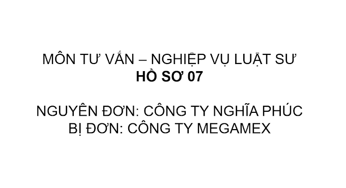 Hồ sơ 07 môn tư vấn - Công ty Nghĩa Phúc và Megamex