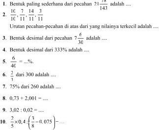 Soal Matematika SD Kelas 6  Latihan Bab 5