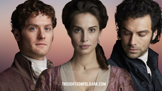 Elizabeth Poldark with Francis and Ross Poldark in  love triangle