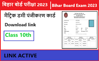 Bihar Board 10th dummy registration card download link 2023